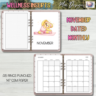 A5 Wellness Dated Monthly Inserts and Undated Weekly