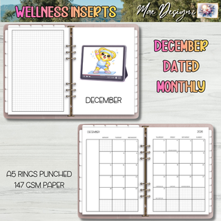 A5 Wellness Dated Monthly Inserts and Undated Weekly