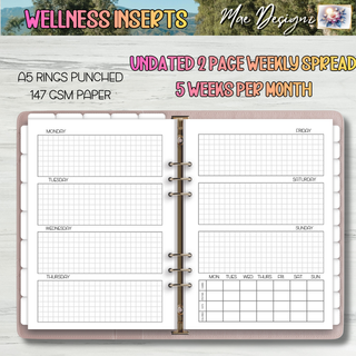 A5 Wellness Dated Monthly Inserts and Undated Weekly